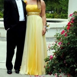 Sherri Hill - Strapless A-line Yellow Gown/Formal Dress